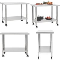 Vidaxl - Küchen-Arbeitstisch mit Rollen 100x45x85 cm Edelstahl - Arbeitstisch - Arbeitstische - Home & Living von VIDAXL