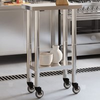 Vidaxl - Küchen-Arbeitstisch mit Rollen 55x30x85 cm Edelstahl von VIDAXL
