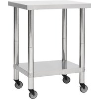 Vidaxl - Küchen-Arbeitstisch mit Rollen 80x30x85 cm Edelstahl von VIDAXL
