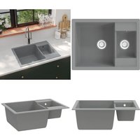 Küchenspüle mit Überlauf Doppelbecken Grau Granit - Spülbecken - Küchenspüle - Home & Living - Grau Küchenspüle mit Überlauf Doppelbecken Grau Granit - Spülbecken - Küchenspüle - Home & Living - Grau von VIDAXL