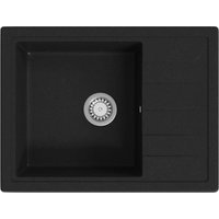 vidaXL Küchenspüle mit Überlauf Oval Schwarz Granit von RICEEL