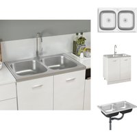 Küchenspülen & Spülbecken - Living Doppelspüle Silbern 800x500x155 mm Edelstahl - Silber Küchenspülen & Spülbecken - Living Doppelspüle Silbern 800x500x155 mm Edelstahl - Silber von VIDAXL