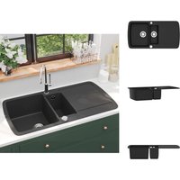 Küchenspülen & Spülbecken - Living Granit Spülbecken Doppelbecken Schwarz - Schwarz von VIDAXL