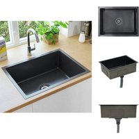 Vidaxl - Küchenspülen & Spülbecken - Living Handgefertigte Küchenspüle Schwarz Edelstahl - Schwarz von VIDAXL