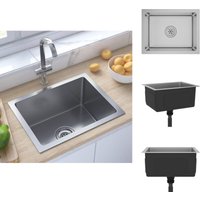 Küchenspülen & Spülbecken - Living Handgemachte Einbauspüle Edelstahl - Silber von VIDAXL