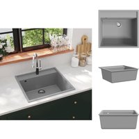 Vidaxl - Küchenspülen & Spülbecken - Living Küchenspüle mit Überlauf Grau Granit - Grau von VIDAXL