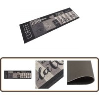 Vidaxl - Küchenteppich Waschbar Coffee Schwarz 45x150 cm Samt - Küchenläufer - Samt - Teppich - Fussmatte - Wohnzimmer von VIDAXL