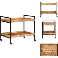 Küchenwagen 80x55x70 cm Raues Massivholz Mango - Küchentisch - Küchenschrank - Mangoholz - Vintage - Retro von VIDAXL