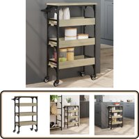 Küchenwagen Sonoma-Eiche 53x20x76 cm Holzwerkstoff - Küchenwagen - Holzwerkstoffmöbel - Vintage Küchentisch - Mobile Speisekammer - Retro Stil von VIDAXL