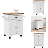 Küchenwagen bodo Weiß und Braun 72x45x80 cm - Küchenwagen - Küchenregal - Beistellwagen - Gemüsewagen von VIDAXL