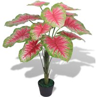 Künstliche Caladium Pflanze mit Topf 85 cm Rot und Grün vidaXL von VIDAXL