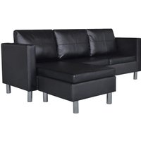 L-förmiges Sofa 3-Sitzer Kunstleder Schwarz vidaXL141074 von BONNEVIE