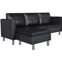 L-förmiges Sofa 3-Sitzer Kunstleder Schwarz Vidaxl von VIDAXL