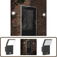 Vidaxl - LED-Außenwandleuchte mit Sensor Schwarz Aludruckguss - LED-Lampe - Außenleuchte - Wandleuchte - Bewegungsmelder - PIR-Sensor von VIDAXL