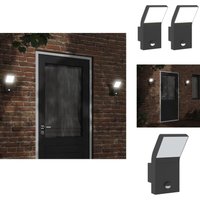 LED-Außenwandleuchten mit Sensor 2 Stk. Schwarz Aludruckguss - LED-Lampe - Außenleuchte - Wandleuchte - Bewegungsmelder - Gartenbeleuchtung von VIDAXL