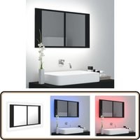 Vidaxl - LED-Bad-Spiegelschrank Schwarz 80x12x45 cm Acryl - LED-Spiegelschrank - Badezimmerspiegel - Acrylspiegel - Schwarzer Spiegelschrank von VIDAXL