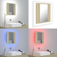 LED-Bad-Spiegelschrank Sonoma-Eiche 40x12x45 cm Acryl - LED-Spiegelschrank - Badezimmerspiegel - Acrylspiegel - Sonoma-Eiche - rgb Beleuchtung - Home von VIDAXL