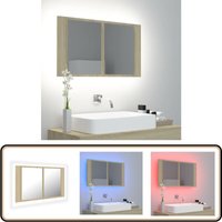 LED-Bad-Spiegelschrank Sonoma-Eiche 80x12x45 cm Acryl - LED-Spiegelschrank - Badezimmermöbel - Acrylspiegel - Sonoma-Eiche - rgb Beleuchtung LED-Bad-Spiegelschrank Sonoma-Eiche 80x12x45 cm Acryl - LED-Spiegelschrank - Badezimmermöbel - Acrylspiegel - Sonoma-Eiche - rgb Beleuchtung von VIDAXL