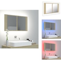 Vidaxl - LED-Bad-Spiegelschrank Sonoma-Eiche 80x12x45 cm Acryl - LED-Spiegelschrank - Badezimmermöbel - Acrylspiegel - Sonoma-Eiche - rgb Beleuchtung von VIDAXL