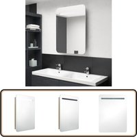 Vidaxl - LED-Bad-Spiegelschrank Weiß und Eichen-Optik 60x11x80 cm - LED-Spiegelschrank - Badezimmerspiegel - Waschbeckenunterschrank - Spiegelschrank von VIDAXL