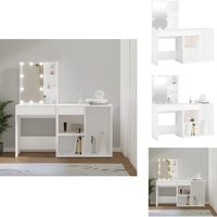 Vidaxl - LED-Schminktisch mit Schrank Weiß Holzwerkstoff - LED-Schminktisch - Schminktisch Mit Beleuchtung - Kosmetikschreibtisch - Makeup Tisch von VIDAXL