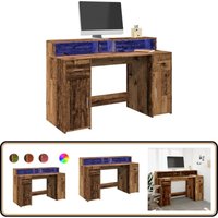 LED-Schreibtisch Altholz-Optik 140x55x91 cm Holzwerkstoff - Vidaxl LED-Schreibtisch Altholz-Optik 140x55x91 cm Holzwerkstoff - Vidaxl von VIDAXL