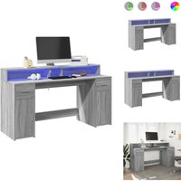 LED-Schreibtisch Grau Sonoma 160x55x91 cm Holzwerkstoff - Schreibtisch - Schreibtische - Bürotisch - Arbeitstisch von VIDAXL