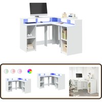 LED-Schreibtisch Weiß 130x130x91 cm Holzwerkstoff - Vidaxl LED-Schreibtisch Weiß 130x130x91 cm Holzwerkstoff - Vidaxl von VIDAXL