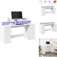 Vidaxl - LED-Schreibtisch Weiß 160x55x91 cm Holzwerkstoff - Schreibtisch - Schreibtische - Bürotisch - Arbeitstisch von VIDAXL