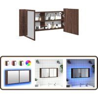 Vidaxl - LED-Spiegelschrank Braun Eichen-Optik 100x12x45 cm - LED-Spiegelschrank - Badezimmerspiegel - Holzwerkstoffschrank - rgb Beleuchtung von VIDAXL