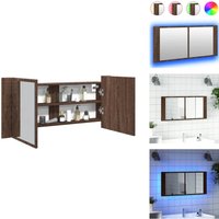Vidaxl - LED-Spiegelschrank Braun Eichen-Optik 100x12x45 cm - LED-Spiegelschrank - Badezimmerspiegel - Holzwerkstoffschrank - rgb Beleuchtung von VIDAXL