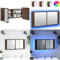 Vidaxl - LED-Spiegelschrank Braun Eichen-Optik 100x12x45 cm - LED-Spiegelschrank - Badezimmerspiegel - Holzwerkstoffschrank - rgb Beleuchtung von VIDAXL