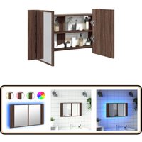 Vidaxl - LED-Spiegelschrank Braun Eichen-Optik 80x12x45 cm Acryl - LED-Spiegelschrank - Badezimmerspiegel - Holzwerkstoffschrank - rgb Beleuchtung von VIDAXL