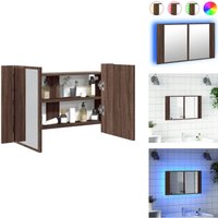 Vidaxl - LED-Spiegelschrank Braun Eichen-Optik 80x12x45 cm Acryl - LED-Spiegelschrank - Badezimmerspiegel - Holzwerkstoffschrank - rgb Beleuchtung von VIDAXL