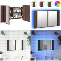 Vidaxl - LED-Spiegelschrank Braun Eichen-Optik 80x12x45 cm Acryl - LED-Spiegelschrank - Badezimmerspiegel - Holzwerkstoffschrank - rgb Beleuchtung von VIDAXL