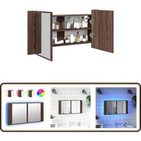 Vidaxl - LED-Spiegelschrank Braun Eichen-Optik 90x12x45 cm Acryl - LED-Spiegelschrank - Badezimmerspiegel - Holzwerkstoffschrank - Spiegelschrank Mit von VIDAXL