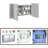 Vidaxl - LED-Spiegelschrank Grau Sonoma 90x12x45 cm Acryl - LED-Spiegelschrank - Badezimmerspiegel - Holzwerkstoffschrank - Grau Sonoma - rgb Vidaxl - LED-Spiegelschrank Grau Sonoma 90x12x45 cm Acryl - LED-Spiegelschrank - Badezimmerspiegel - Holzwerkstoffschrank - Grau Sonoma - rgb von VIDAXL