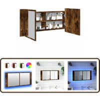 LED-Spiegelschrank Räuchereiche 100x12x45 cm - LED-Spiegelschrank - Badezimmerspiegel - Holzwerkstoffschrank - Rauchfarben Möbel - rgb Beleuchtung von VIDAXL