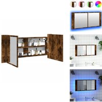 LED-Spiegelschrank Räuchereiche 100x12x45 cm - LED-Spiegelschrank - Badezimmerspiegel - Holzwerkstoffschrank - Rauchfarben Möbel - rgb Beleuchtung von VIDAXL