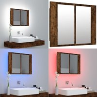 Vidaxl - LED-Spiegelschrank Räuchereiche 60x12x45 cm Holzwerkstoff - Holzschränk - Spiegelbadschrank - LED-Kosmetikspiegel - Badezimmerregal von VIDAXL
