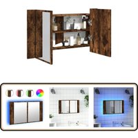 LED-Spiegelschrank Räuchereiche 80x12x45 cm Acryl - LED-Spiegelschrank - Badezimmerspiegel - Holzwerkstoffschrank - rgb Beleuchtung - Spiegelschrank von VIDAXL