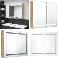 LED-Spiegelschrank fürs Bad Eichen-Optik 80x12x68 cm - LED-Spiegelschrank - Badezimmermöbel - Waschtischschrank - Spiegelschrank - Wandspiegel - Home von VIDAXL