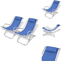 Liegestühle 2 Stk. Stahl Blau - Klappbarer Liegestuhl - Gartenstuhl - Sonnenschirm - Pool Accessoire - Outdoor Möbel Liegestühle 2 Stk. Stahl Blau - Klappbarer Liegestuhl - Gartenstuhl - Sonnenschirm - Pool Accessoire - Outdoor Möbel von VIDAXL