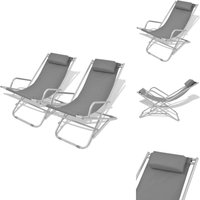 Liegestühle 2 Stk. Stahl Grau - Klappbarer Liegesessel - Gartenstuhl - Sonnenschirm - Außenbereich - Lounge Sessel Liegestühle 2 Stk. Stahl Grau - Klappbarer Liegesessel - Gartenstuhl - Sonnenschirm - Außenbereich - Lounge Sessel von VIDAXL