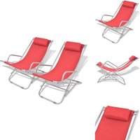 Liegestühle 2 Stk. Stahl Rot - Klappbarer Liegesessel - Gartenstuhl - Sonnenschirm - Outdoor Möbel - Pool Lounge Chair Liegestühle 2 Stk. Stahl Rot - Klappbarer Liegesessel - Gartenstuhl - Sonnenschirm - Outdoor Möbel - Pool Lounge Chair von VIDAXL