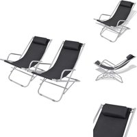 Liegestühle 2 Stk. Stahl Schwarz - Klappbarer Liegestuhl - Gartenstuhl - Sonnenschirm - Lounge Chair - Outdoor Möbel Liegestühle 2 Stk. Stahl Schwarz - Klappbarer Liegestuhl - Gartenstuhl - Sonnenschirm - Lounge Chair - Outdoor Möbel von VIDAXL
