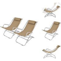 Liegestühle 2 Stk. Stahl Taupe - Klappbarer Liegestuhl - Gartenstuhl - Sonnenschirm - Lounge Chair - Outdoor Möbel Liegestühle 2 Stk. Stahl Taupe - Klappbarer Liegestuhl - Gartenstuhl - Sonnenschirm - Lounge Chair - Outdoor Möbel von VIDAXL
