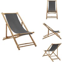 Liegestuhl Bambus und Canvas Dunkelgrau - Gartenstuhl - Strandstuhl - Liegestuhl - Bambus Möbel - Outdoor Möbel von VIDAXL