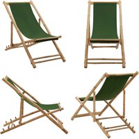 Liegestuhl Bambus und Canvas Grün - Liegestuhl - Gartenstuhl - Strandstuhl - Bambus Möbel - Outdoor Möbel - Home & Living von VIDAXL