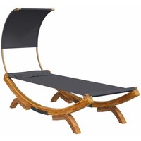 Vidaxl - Sonnenliege mit Dach 100x200x126 cm Bugholz Massiv Anthrazit von VIDAXL